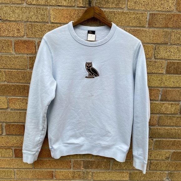 Octobers Very Own Classic Owl Logo Sweatshirt OVO Crewneck Light Blue Small - Picture 4 of 10